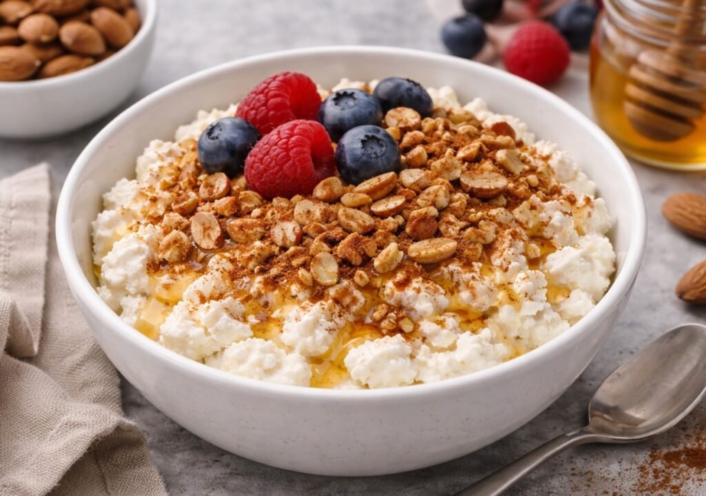 Cottage Cheese with Almonds and Cinnamon