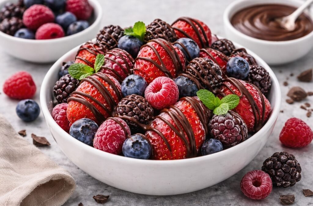 Frozen Berries with Chocolate Drizzle